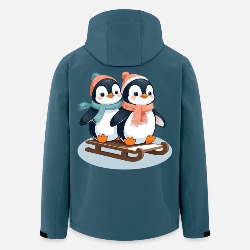 Zwei Pinguine auf Schlitten - Recycelte Männer Softshell-Jacke von Stanley/Stella - Dunkles Petrol