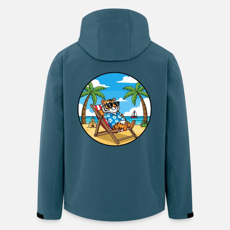 Coole Tiger Beach Vacation Sommer-Vibes - Recycelte Männer Softshell-Jacke von Stanley/Stella - Dunkles Petrol