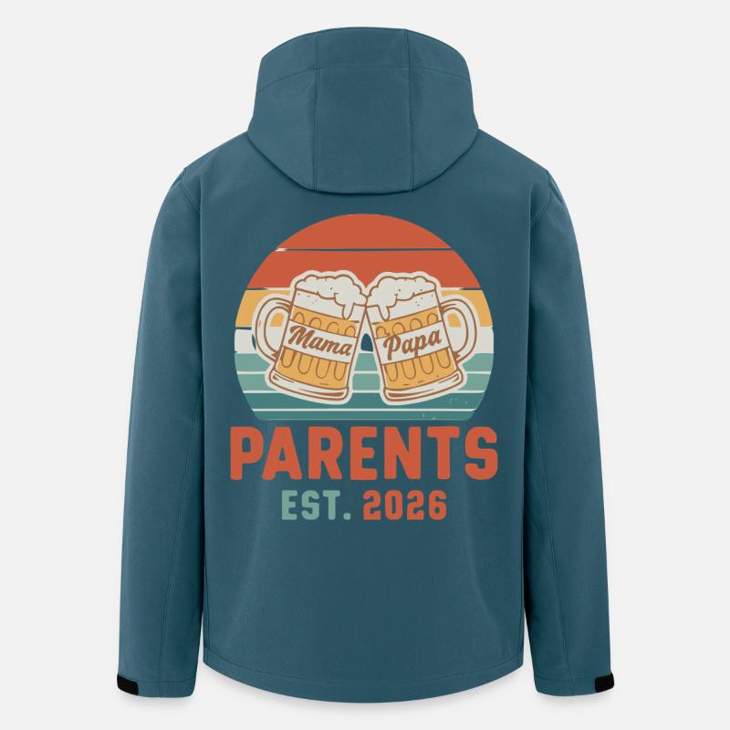Eltern 2026 Mama Papa Werden - Recycelte Männer Softshell-Jacke von Stanley/Stella - Dunkles Petrol