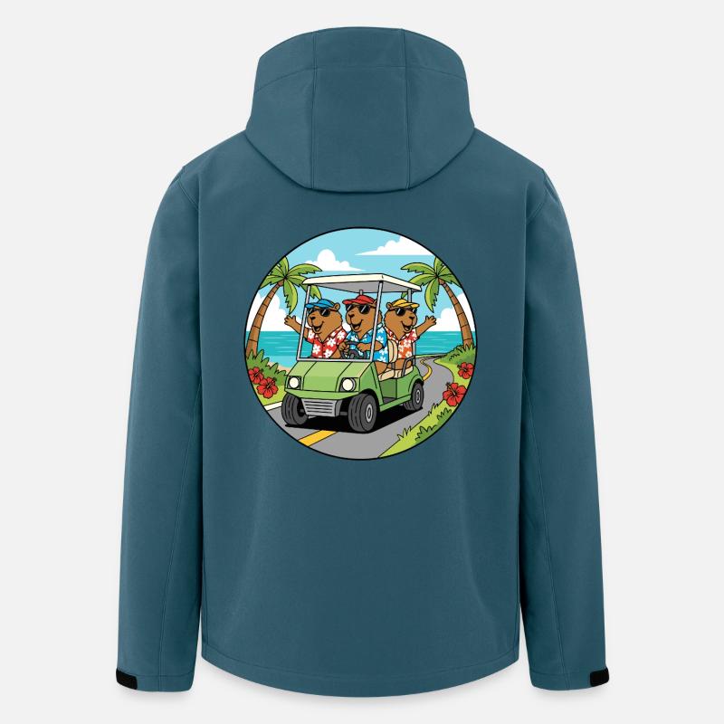 Strandurlaub Golfwagen Capybara Kunst - Recycelte Männer Softshell-Jacke von Stanley/Stella - Dunkles Petrol