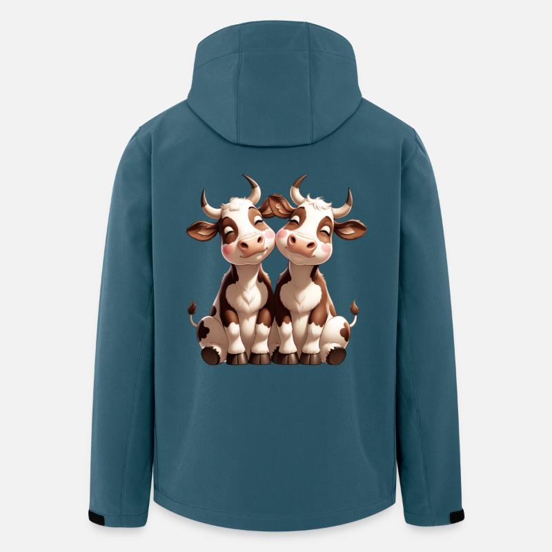 Kuh-Duo Kuschelfreundschaft - Recycelte Männer Softshell-Jacke von Stanley/Stella - Dunkles Petrol