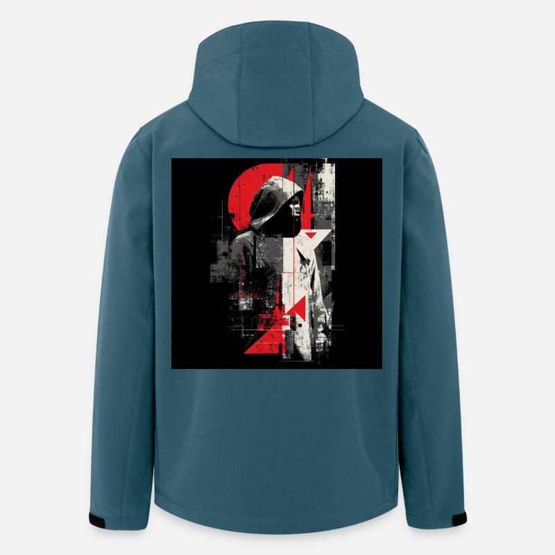 Sweat à capuche géométrique en ombre - Veste softshell homme en polyester recyclé Stanley/Stella - bleu pétrole foncé