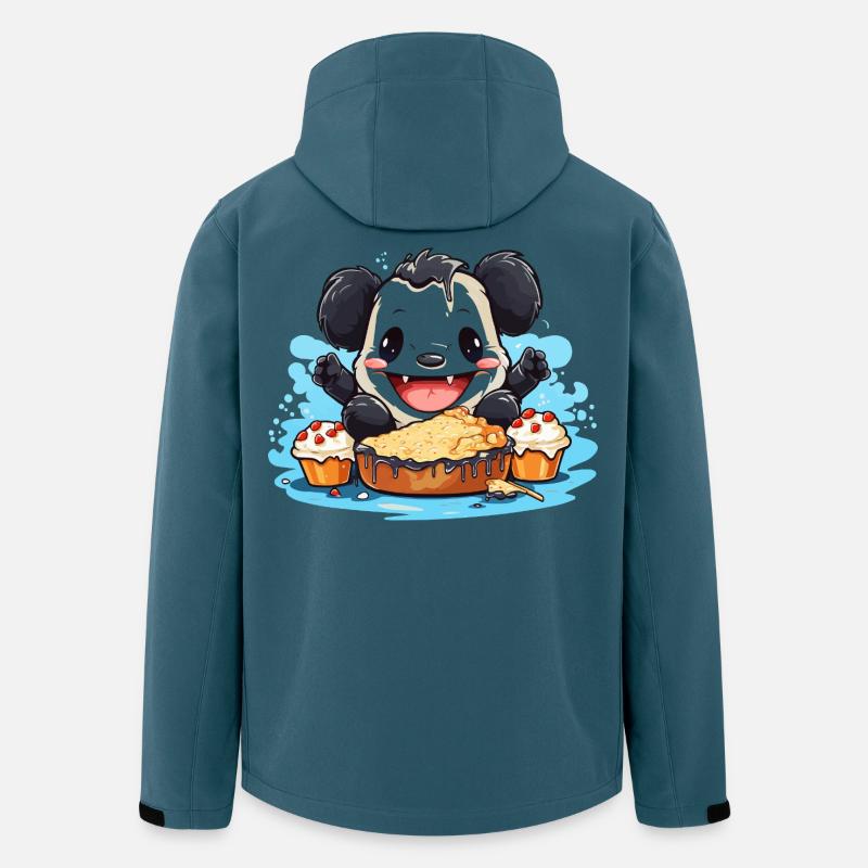 Kawaii Panda mit Kuchenfest - Recycelte Männer Softshell-Jacke von Stanley/Stella - Dunkles Petrol