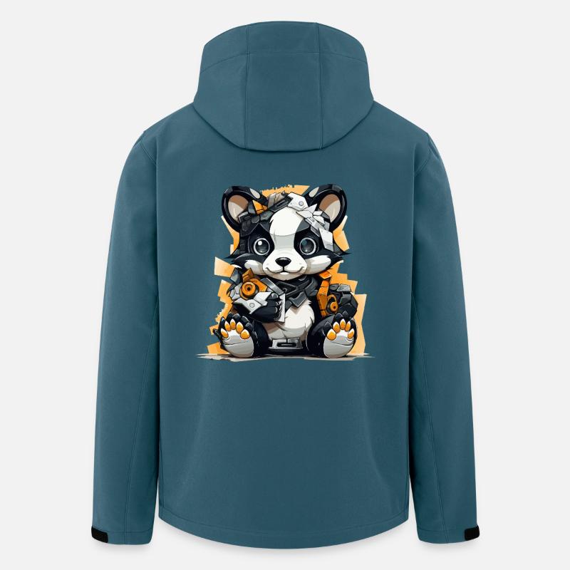 Panda Robo avec outils de construction - Veste softshell homme en polyester recyclé Stanley/Stella - bleu pétrole foncé