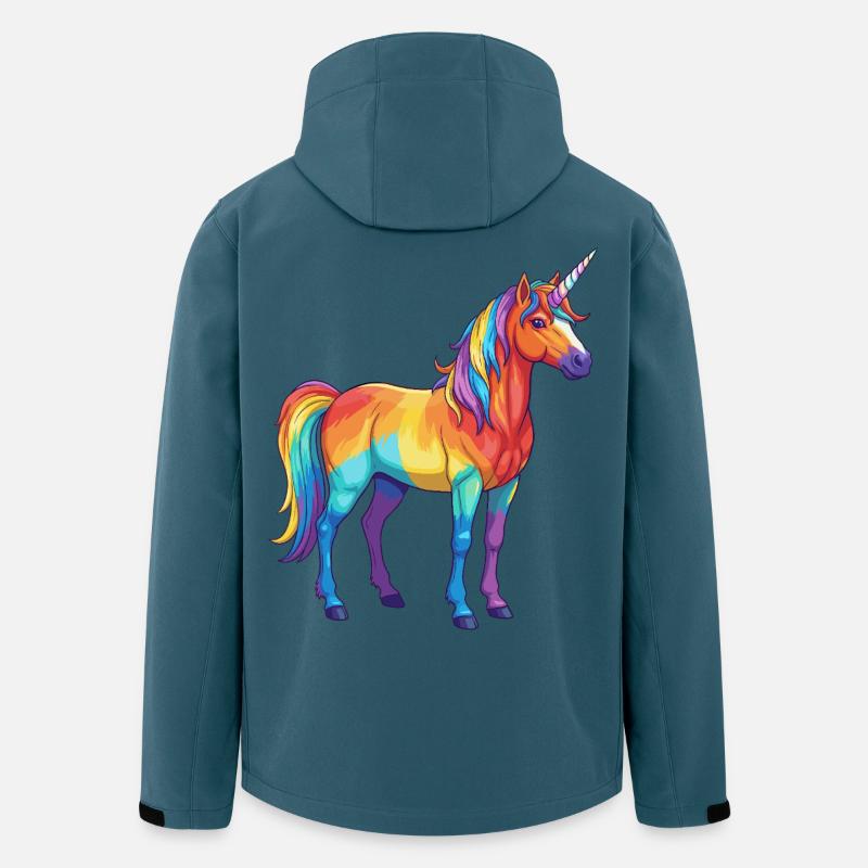 Buntes Einhorn-Regenbogen-Pop-Art-Aquarell - Recycelte Männer Softshell-Jacke von Stanley/Stella - Dunkles Petrol