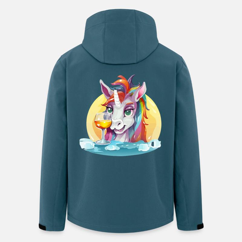 Buntes Einhorn mit Wein - Recycelte Männer Softshell-Jacke von Stanley/Stella - Dunkles Petrol