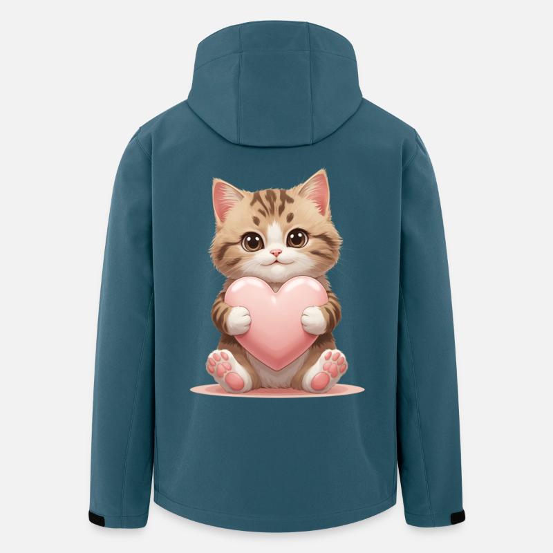 Kuschelkätzchen mit Herz - Recycelte Männer Softshell-Jacke von Stanley/Stella - Dunkles Petrol