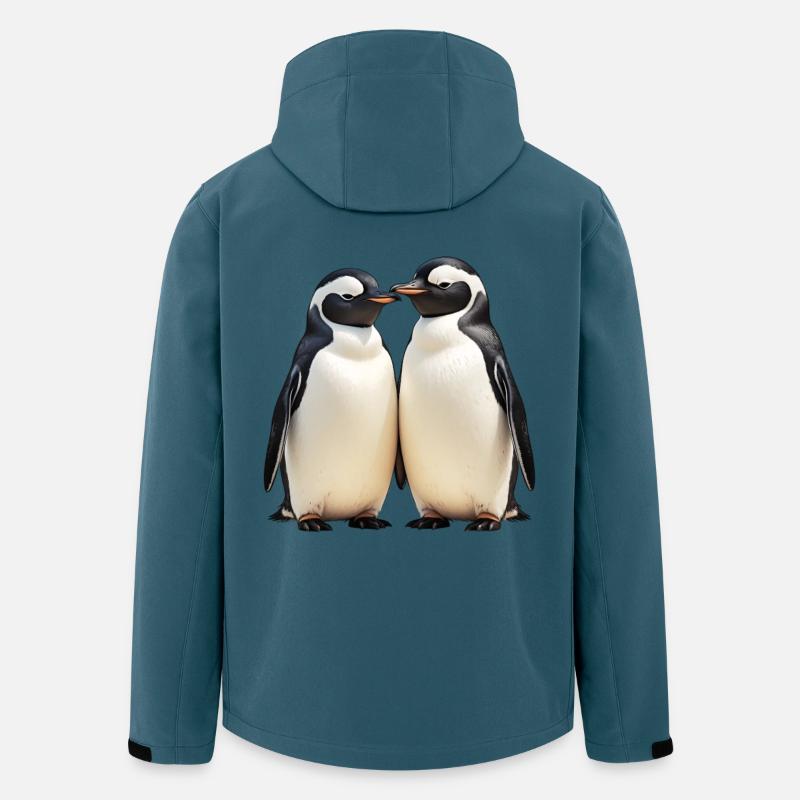 Kuschelpinguin-Duo im Blick - Recycelte Männer Softshell-Jacke von Stanley/Stella - Dunkles Petrol