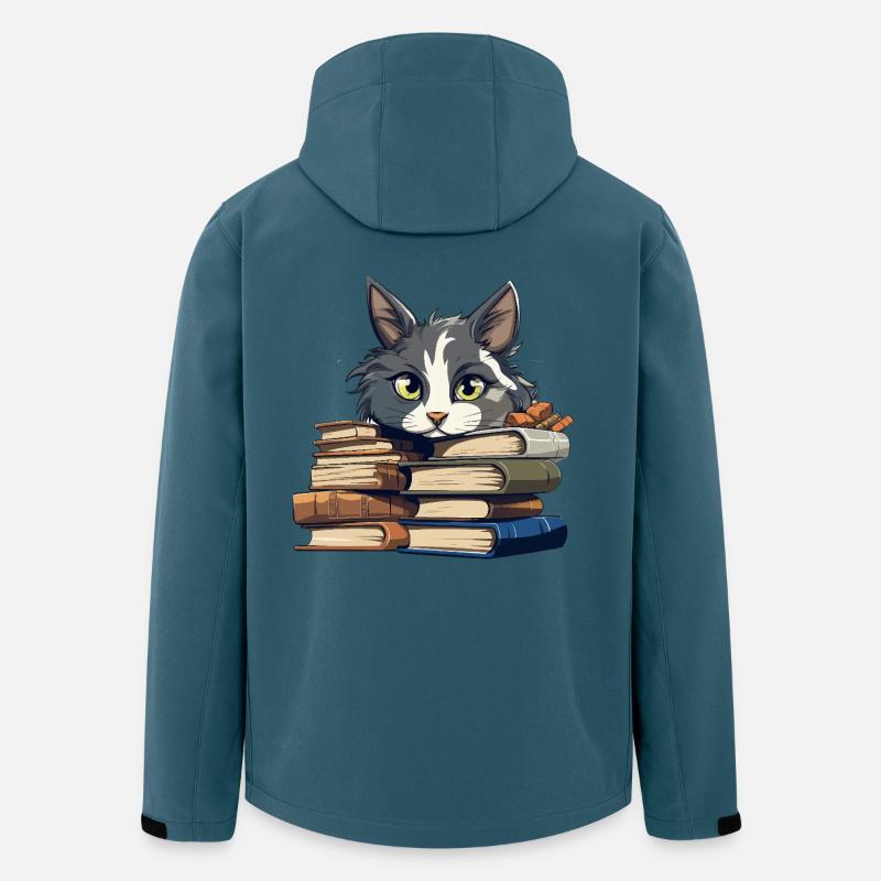 Book Stack Cat Bibliophile - Men’s Recycled Softshell Jacket by Stanley/Stella - stargazer