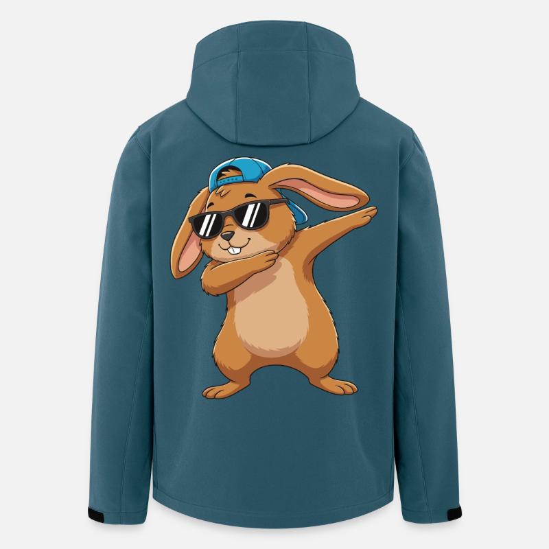 Cool Dabbing Rabbit Sonnenbrillen-Cartoon-Kunst - Recycelte Männer Softshell-Jacke von Stanley/Stella - Dunkles Petrol