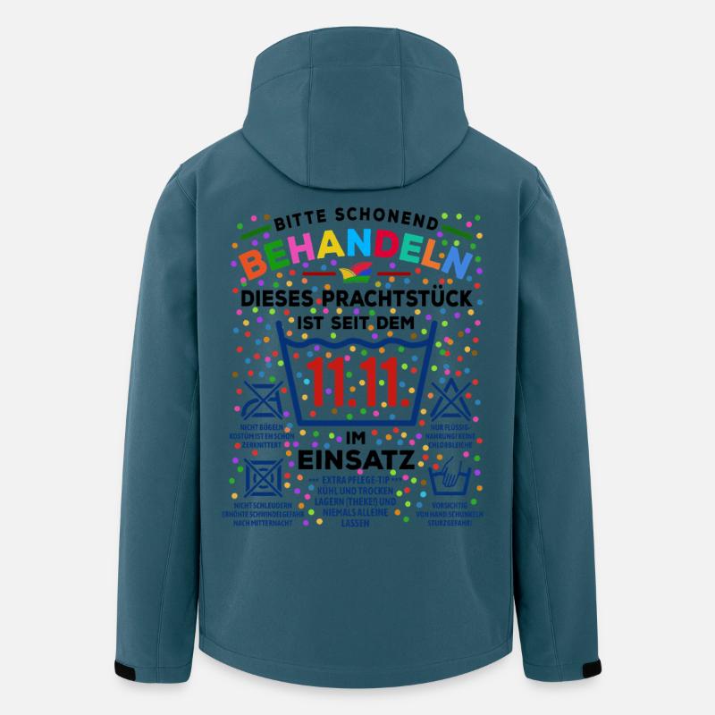 seit 11.11. im Einsatz | Karneval Kostüm - Recycelte Männer Softshell-Jacke von Stanley/Stella - Dunkles Petrol