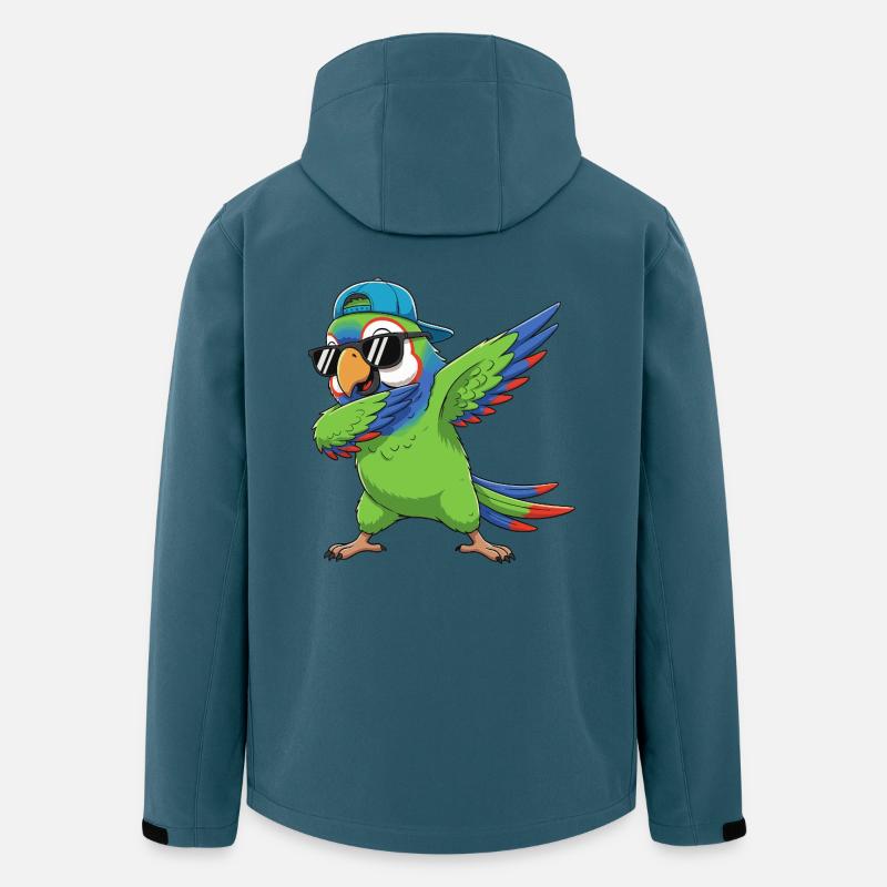 Cool Dabbing Parrot Sunglasses Cartoon Art - Men’s Recycled Softshell Jacket by Stanley/Stella - stargazer
