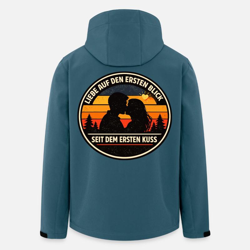 Liebe auf den ersten Blick Spruch - Recycelte Männer Softshell-Jacke von Stanley/Stella - Dunkles Petrol