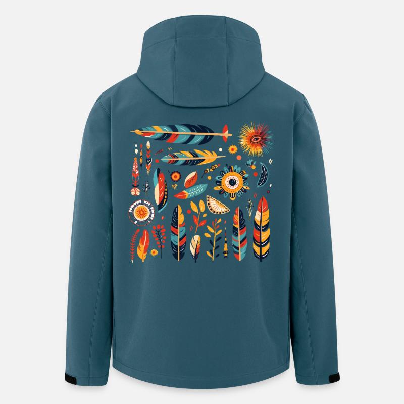 Boho Feather and Flowers Pattern - Men’s Recycled Softshell Jacket by Stanley/Stella - stargazer