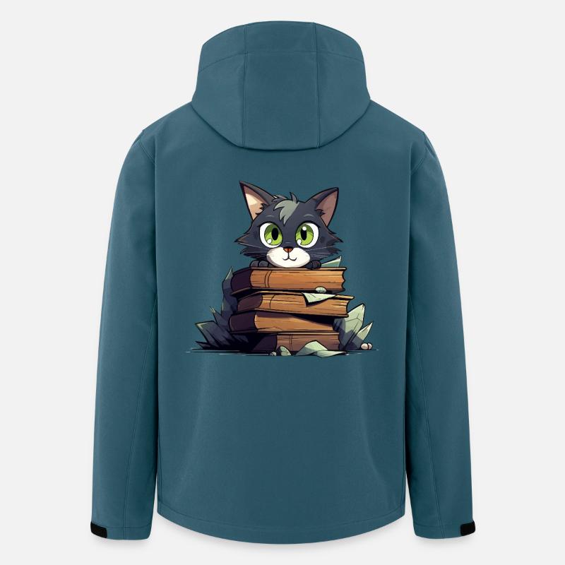 Katzenbuchstapel - Recycelte Männer Softshell-Jacke Discoverer von Stanley/Stella - Dunkles Petrol