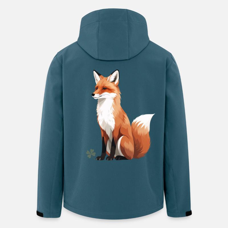 Sitzender Fuchs mit Kleeblatt - Recycelte Männer Softshell-Jacke von Stanley/Stella - Dunkles Petrol
