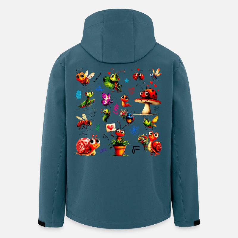 Cute Lovely Bugs - Happy Insects Illustration - Recycelte Männer Softshell-Jacke von Stanley/Stella - Dunkles Petrol