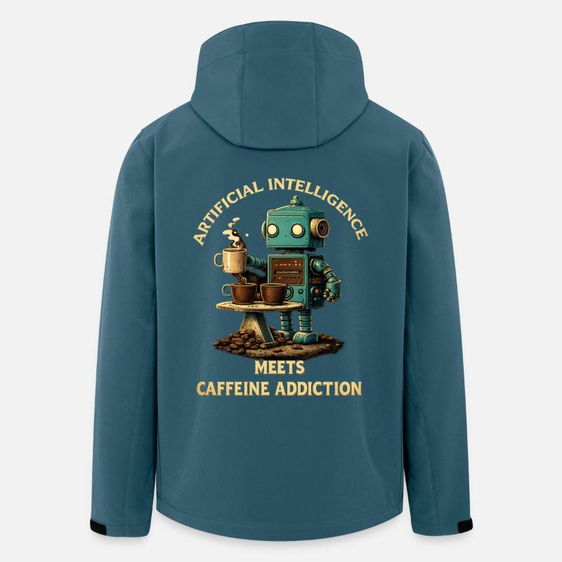 Kaffeeroboter – Künstliche Intelligenz trifft Koff - Recycelte Männer Softshell-Jacke von Stanley/Stella - Dunkles Petrol