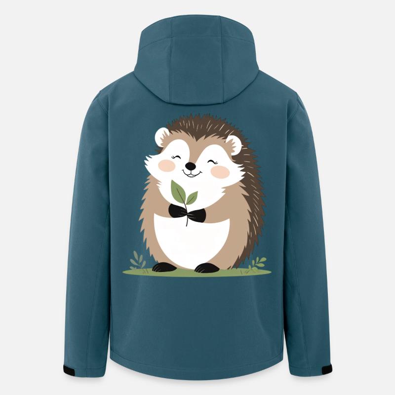 Un joli hérisson avec une feuille - Veste softshell homme en polyester recyclé Stanley/Stella - bleu pétrole foncé