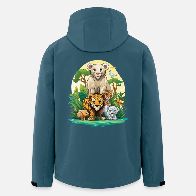 Dschungel Tierfreunde Ensemble - Recycelte Männer Softshell-Jacke Discoverer von Stanley/Stella - Dunkles Petrol