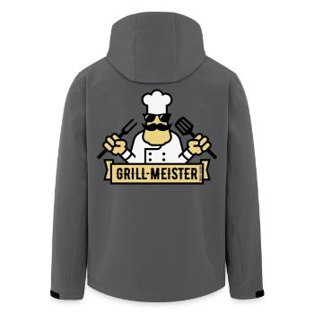 Grillmeister (Grillen / Barbecue / BBQ / 3C) - Recycelte Männer Softshell-Jacke von Stanley/Stella - Dunkles Petrol - Hinten - AI Model Male 185 light (185cm)