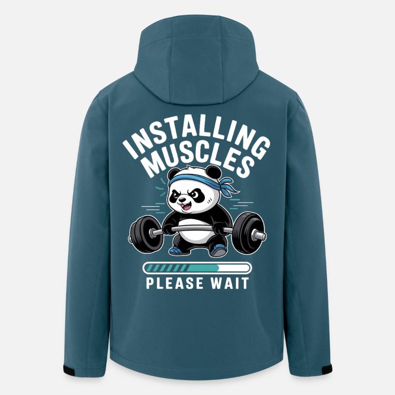Panda Kraftaufbau – Bitte warten - Recycelte Männer Softshell-Jacke von Stanley/Stella - Dunkles Petrol