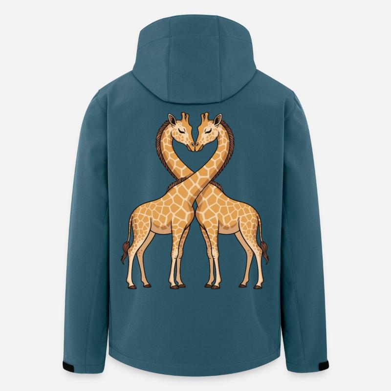 Herzförmiges Giraffen-Duo - Recycelte Männer Softshell-Jacke von Stanley/Stella - Dunkles Petrol