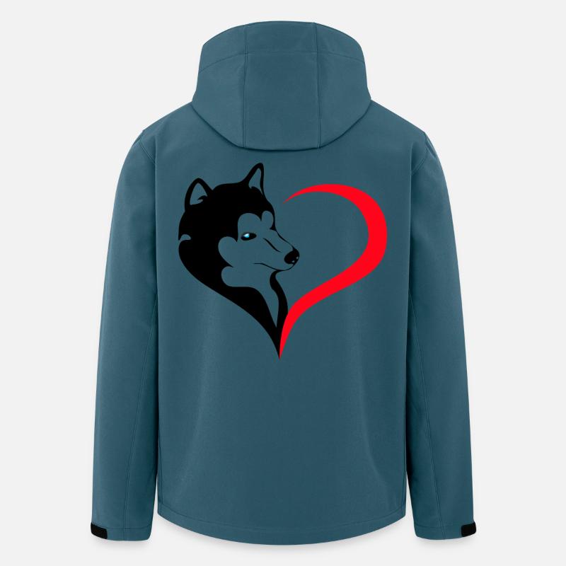 Husky mit Herzzeichen-Silhouette - Recycelte Männer Softshell-Jacke von Stanley/Stella - Dunkles Petrol