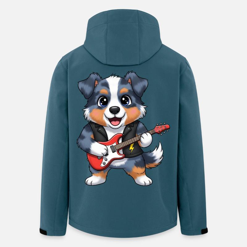 Rockender Hund mit Gitarre - Recycelte Männer Softshell-Jacke von Stanley/Stella - Dunkles Petrol