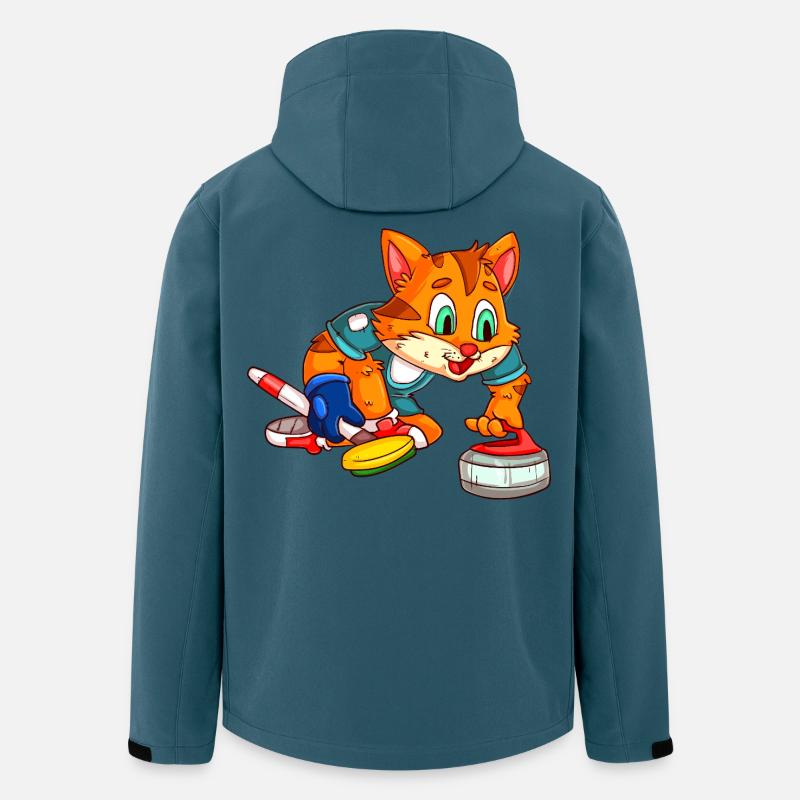 Chat Curling / Joueur de Curling Chat - Veste softshell homme en polyester recyclé Stanley/Stella - bleu pétrole foncé