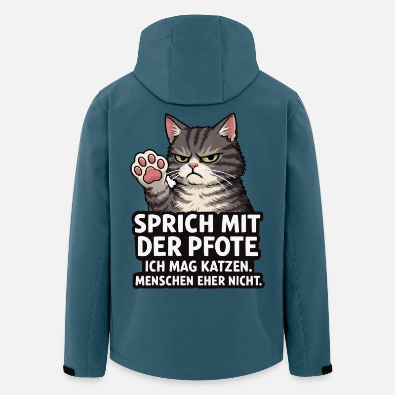 Parle à la Patte – Chat Grognon - Veste softshell homme en polyester recyclé Stanley/Stella - bleu pétrole foncé