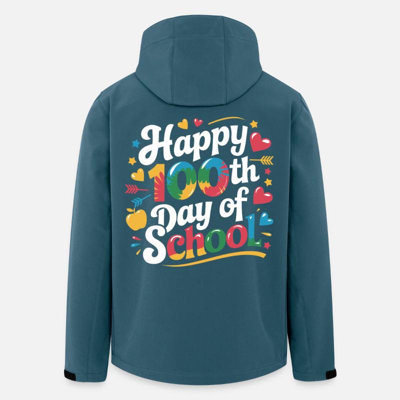 Centième jour de conception scolaire - Veste softshell homme en polyester recyclé Stanley/Stella - bleu pétrole foncé