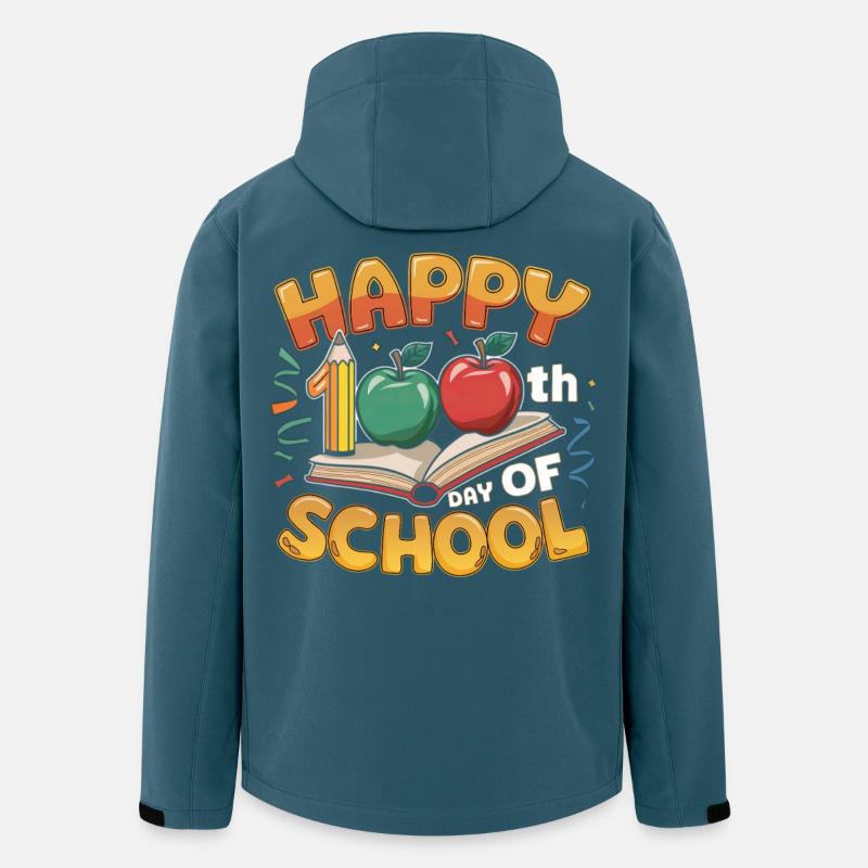 Conception du centième anniversaire de l’école - Veste softshell homme en polyester recyclé Stanley/Stella - bleu pétrole foncé