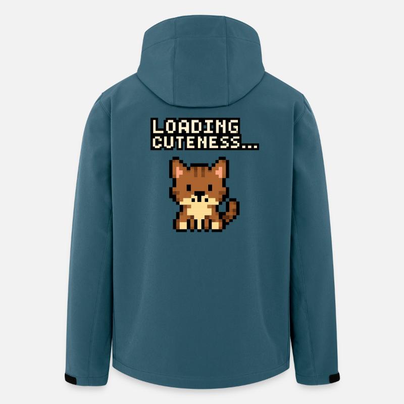 Ladezeit der Niedlichkeit Pixelkatze - Recycelte Männer Softshell-Jacke von Stanley/Stella - Dunkles Petrol