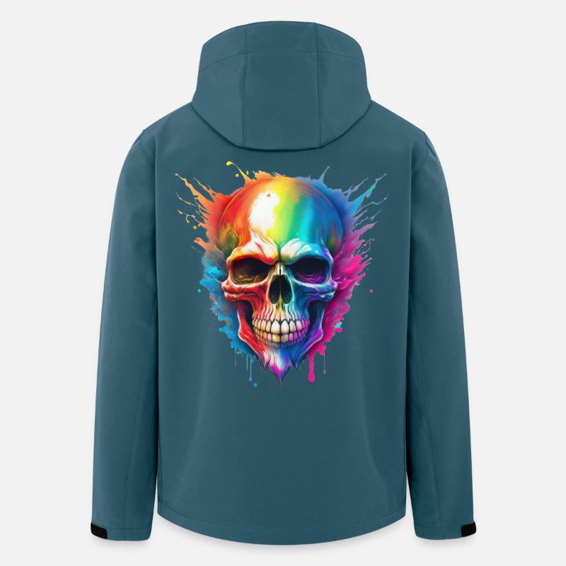 Regenbogen-Schädel Farbexplosion - Recycelte Männer Softshell-Jacke von Stanley/Stella - Dunkles Petrol