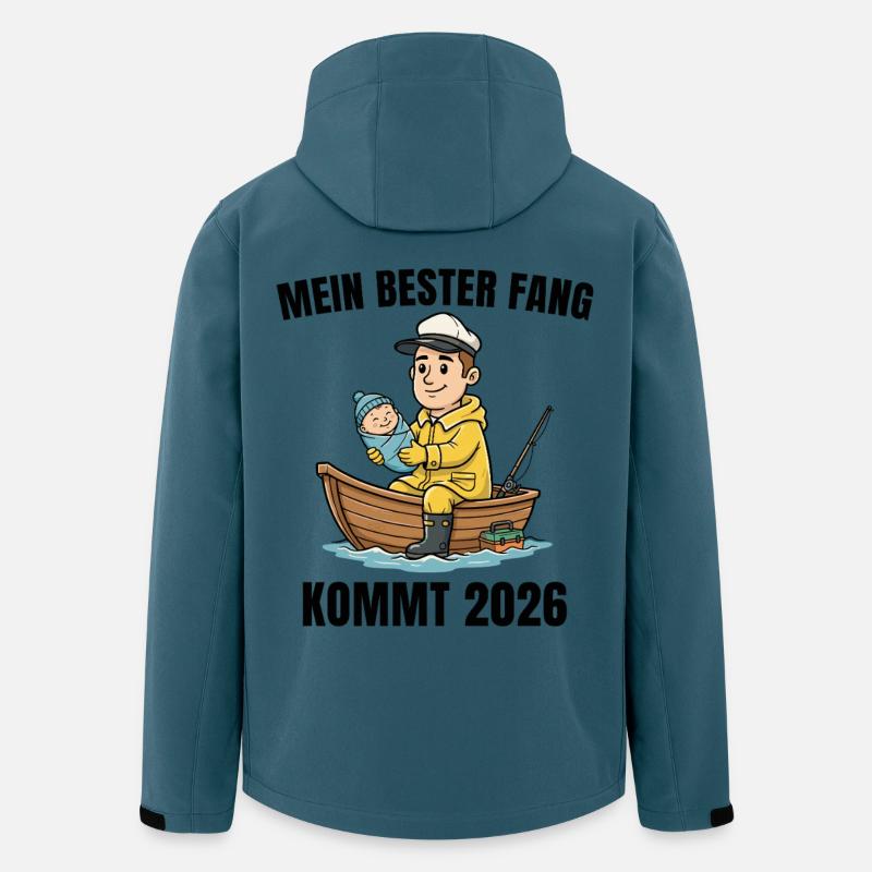 Vaterschaft 2026 Angler Werdender Papa - Recycelte Männer Softshell-Jacke von Stanley/Stella - Dunkles Petrol