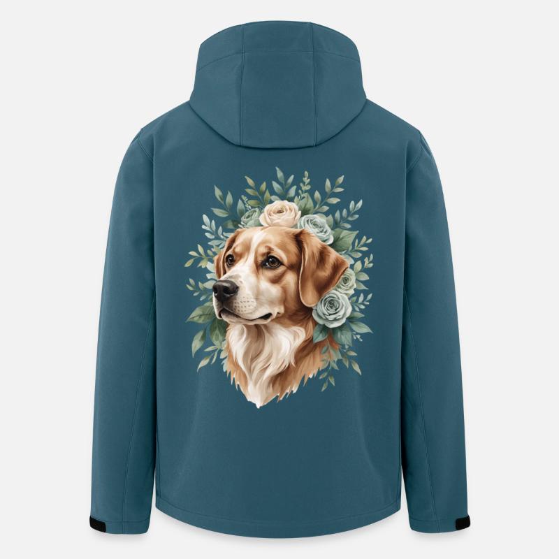 Hund mit Blumenkranz - Recycelte Männer Softshell-Jacke von Stanley/Stella - Dunkles Petrol