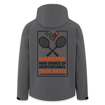 Warning Trick Shots | Badminton Humor - Men’s Recycled Softshell Jacket by Stanley/Stella - stargazer - Back - AI Model Male 185 light (185cm)