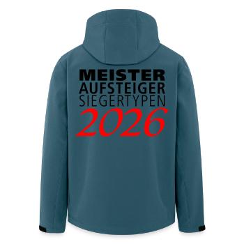 Meister, Aufsteiger, Siegertypen 2026  - Recycelte Männer Softshell-Jacke von Stanley/Stella - Dunkles Petrol - Hinten - AI Model Male 185 light (185cm)