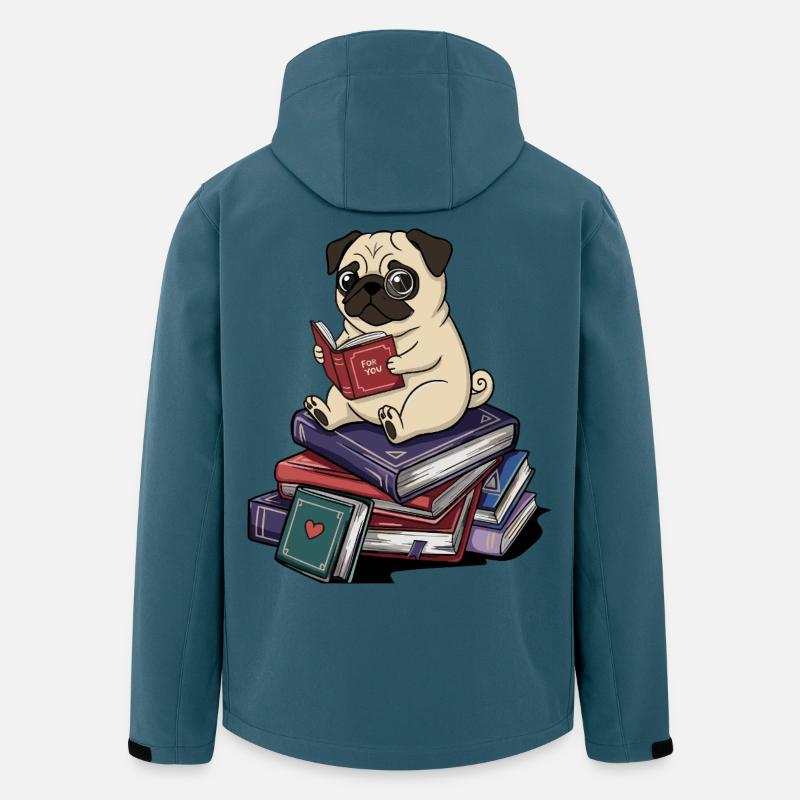 Bücherwurm-Mopshund liest Bücher Kunst - Recycelte Männer Softshell-Jacke von Stanley/Stella - Dunkles Petrol