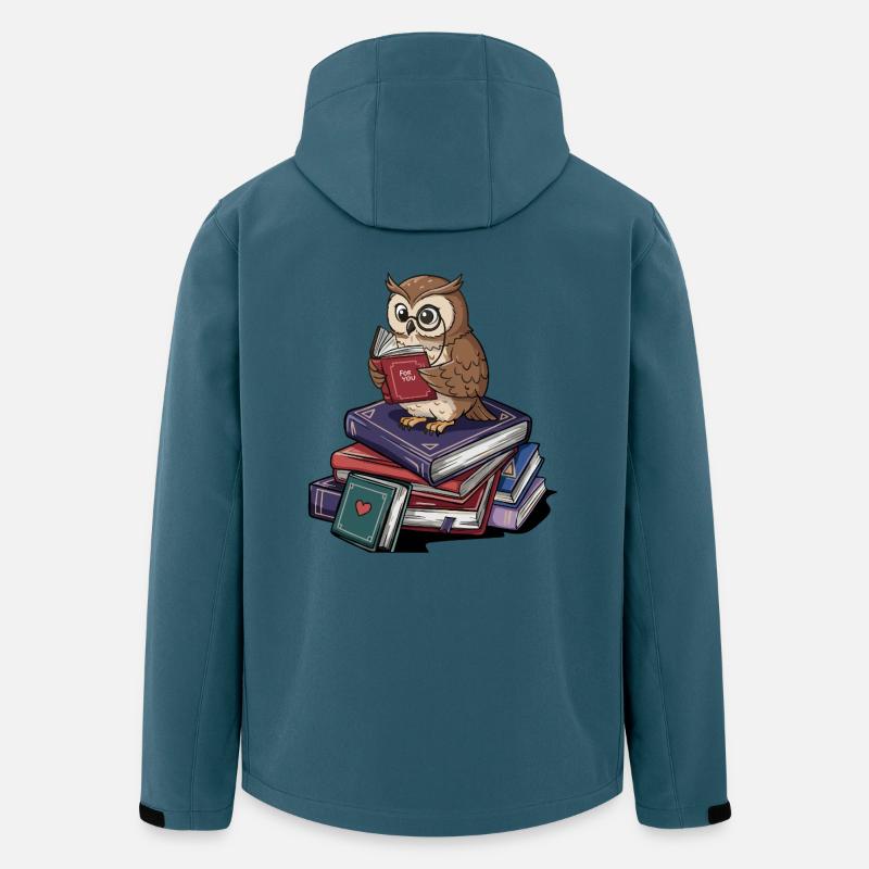 Bücherwurm-Eule-Vogel liest Bücher Kunst - Recycelte Männer Softshell-Jacke von Stanley/Stella - Dunkles Petrol