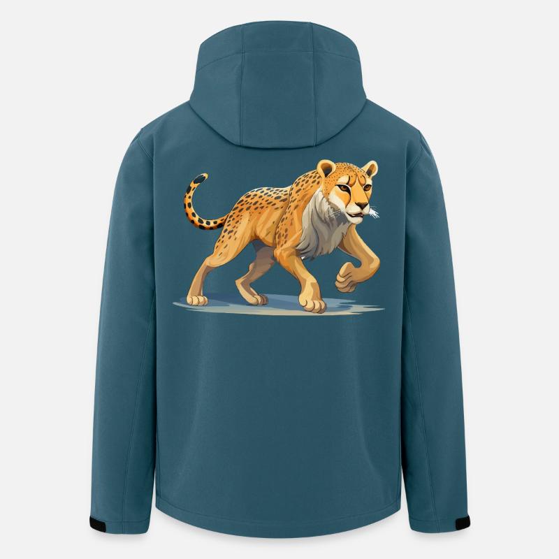 Dynamische Geparden-Illustration - Recycelte Männer Softshell-Jacke von Stanley/Stella - Dunkles Petrol