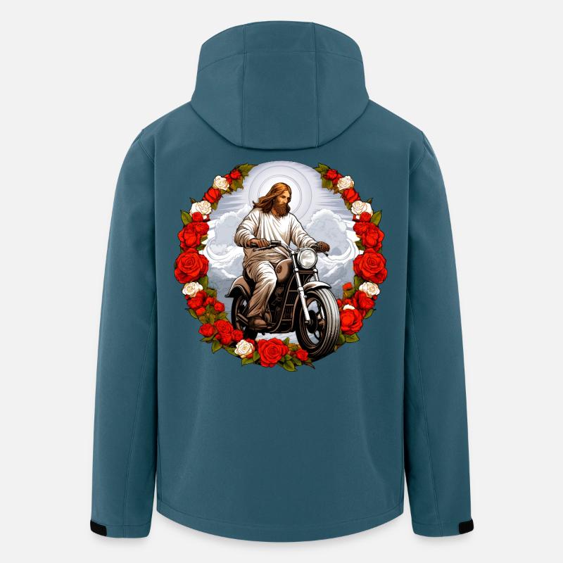 Jesu Motorrad mit Rosen - Recycelte Männer Softshell-Jacke von Stanley/Stella - Dunkles Petrol