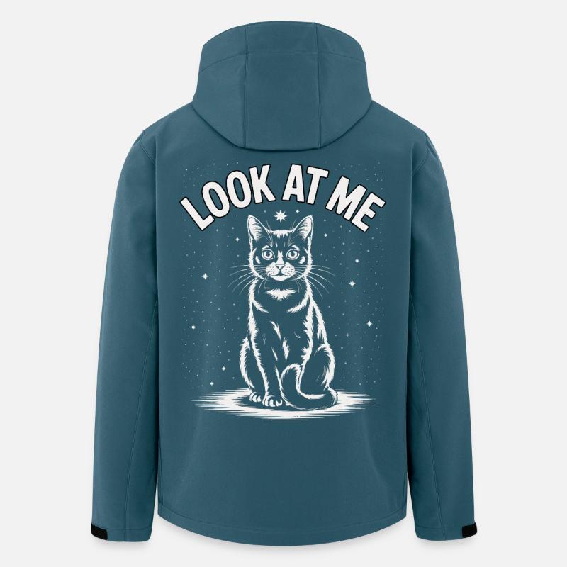 Regarde-moi - Ciel étoilé de chat - Veste softshell homme en polyester recyclé Stanley/Stella - bleu pétrole foncé
