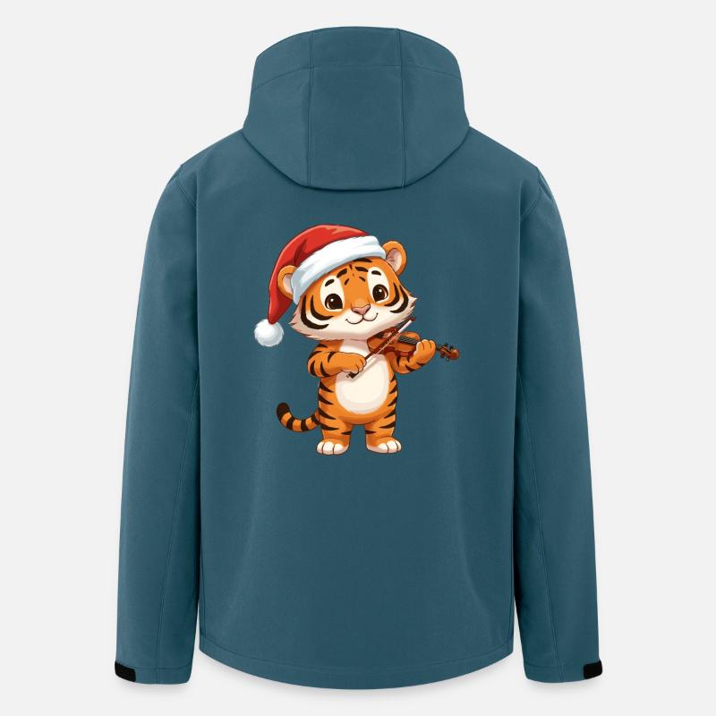 Weihnachts-Tigerkatze spielt Geigenkunst - Recycelte Männer Softshell-Jacke von Stanley/Stella - Dunkles Petrol