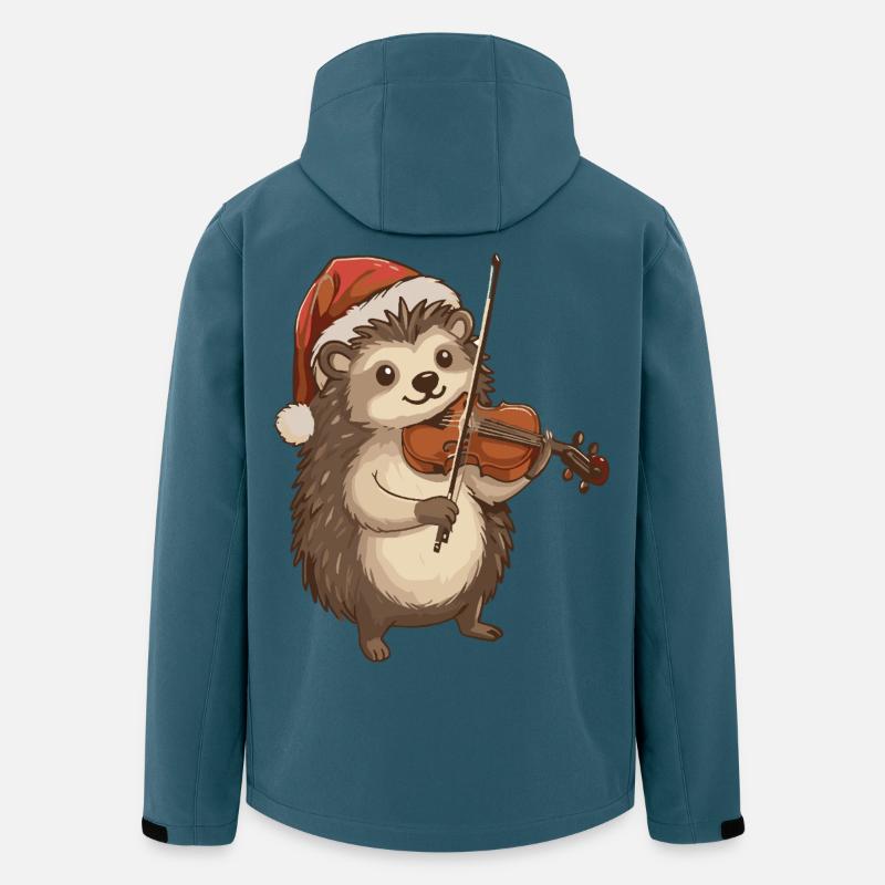 Weihnachts-Igel-Tier spielt Geige - Recycelte Männer Softshell-Jacke von Stanley/Stella - Dunkles Petrol