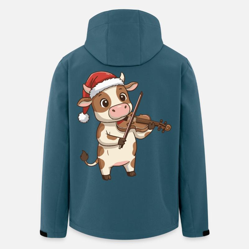 Weihnachtskuh-Farmtier spielt Geige - Recycelte Männer Softshell-Jacke von Stanley/Stella - Dunkles Petrol