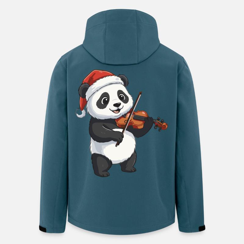 Weihnachtspandabär spielt Geigenkunst - Recycelte Männer Softshell-Jacke von Stanley/Stella - Dunkles Petrol