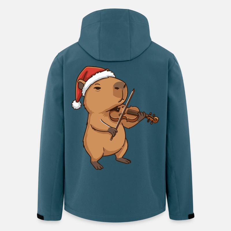 Weihnachten Capybara-Tier spielt Geige - Recycelte Männer Softshell-Jacke von Stanley/Stella - Dunkles Petrol