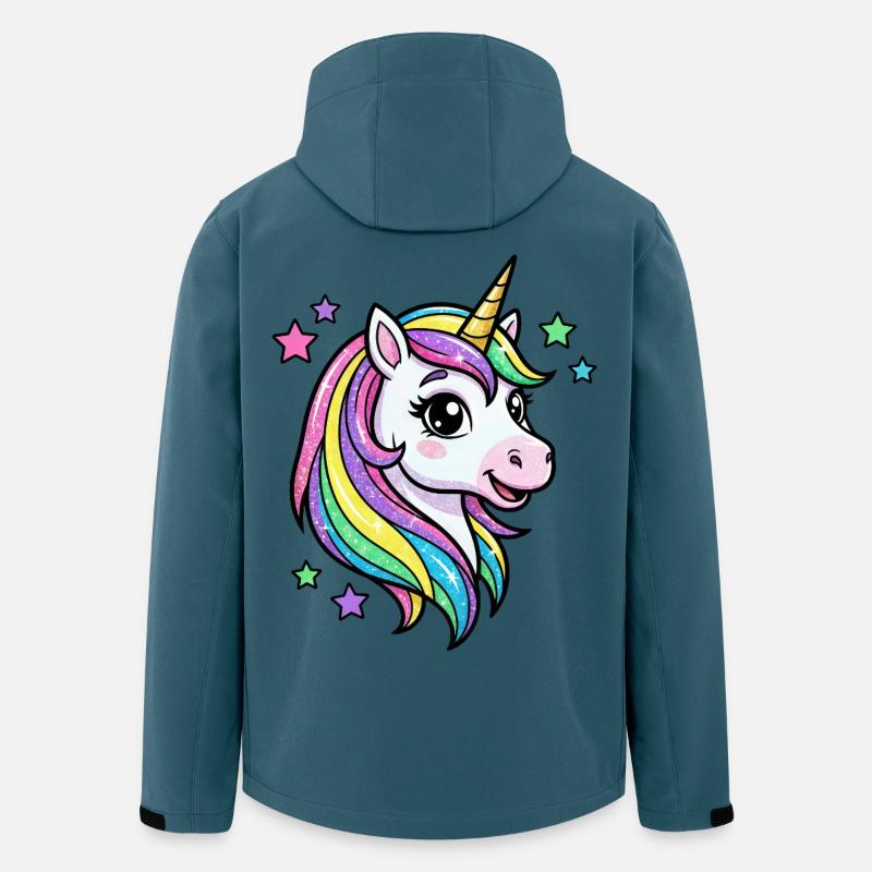 Regenbogen Einhorn Glitzerkopf - Recycelte Männer Softshell-Jacke von Stanley/Stella - Dunkles Petrol